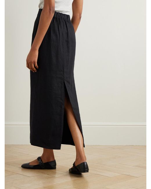Posse Black Emma Linen Midi Skirt