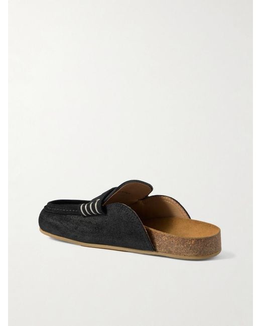 J.W. Anderson Black Stitch Suede Slip-Ons