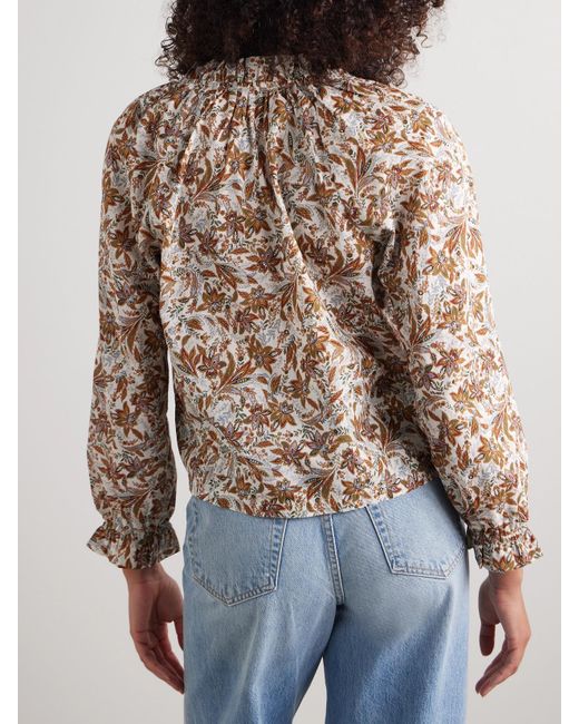 Doen Natural Juna Tie-Neck Floral-Print Organic Cotton-Voile Top