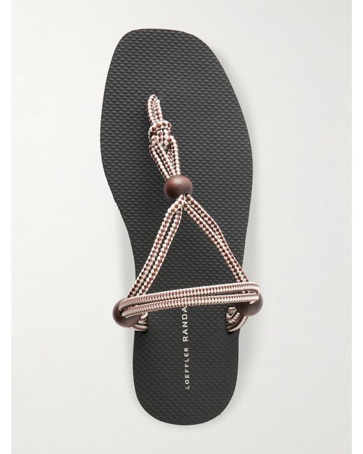 Loeffler Randall Black Mika Bead-Embellished Cord Sandals
