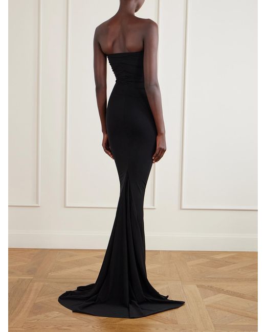 Rick Owens Black Allanah Strapless Draped Jersey Maxi Dress