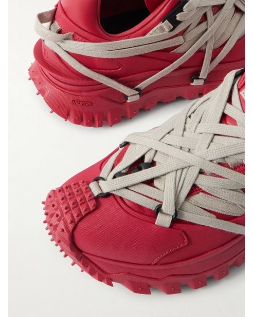 Rick Owens Pink Moncler Trailgrip Megalace Leather And Rubber Sneakers