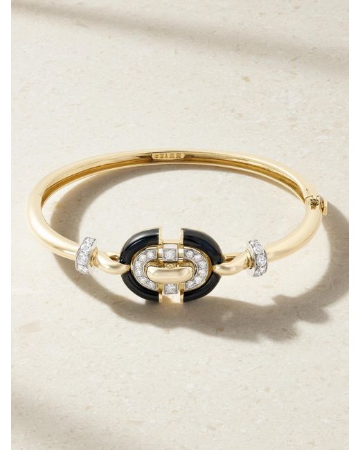 David Webb Natural Unity 18-Karat And Platinum, Diamond And Enamel Bracelet