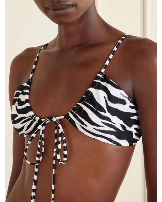 The Attico White Quick-Drying Zebra-Print Bikini