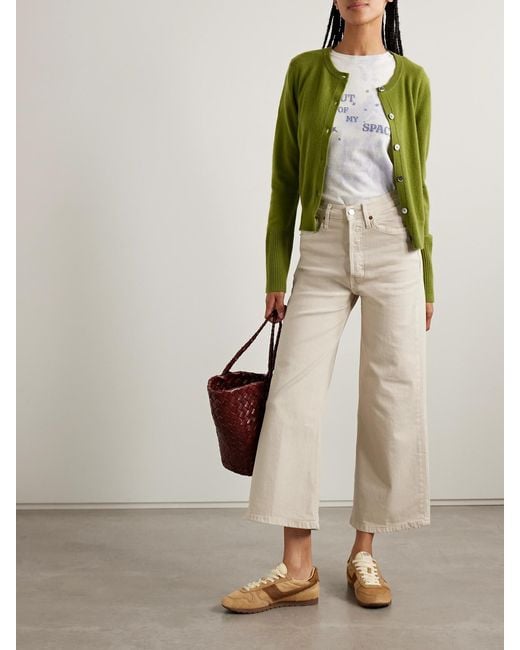 Re/done Natural Cropped High-Rise Flared Jeans