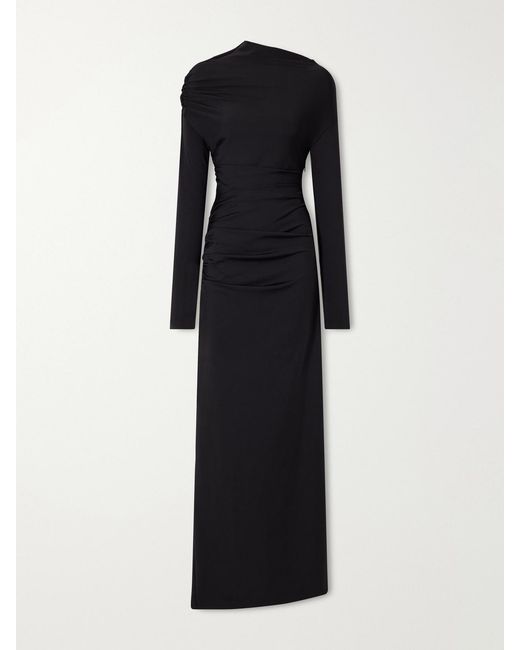 Victoria Beckham Black Draped Stretch-Jersey Gown