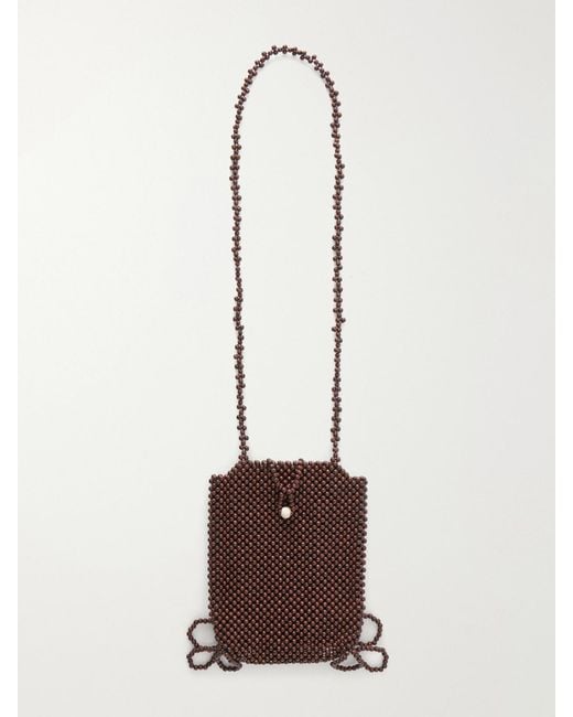 Lemaire Natural Grigri Wooden-Bead Crossbody Bag