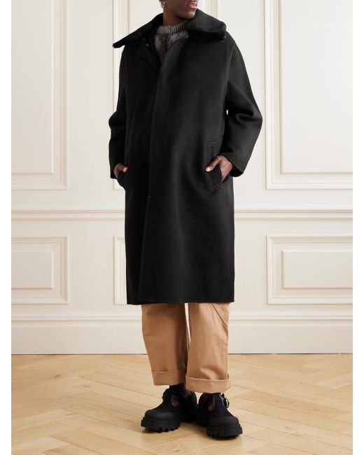 Marni Black Shearling-Trimmed Wool And Cashmere-Blend Coat