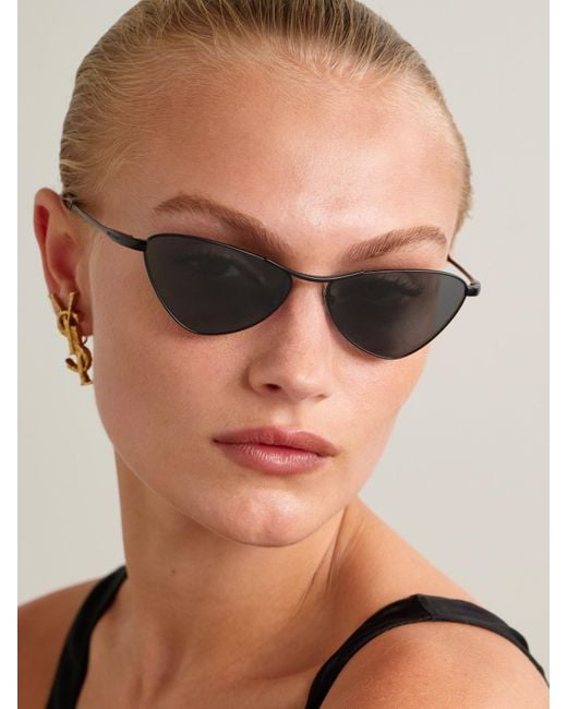 Saint Laurent Black Cat-Eye Metal Sunglasses
