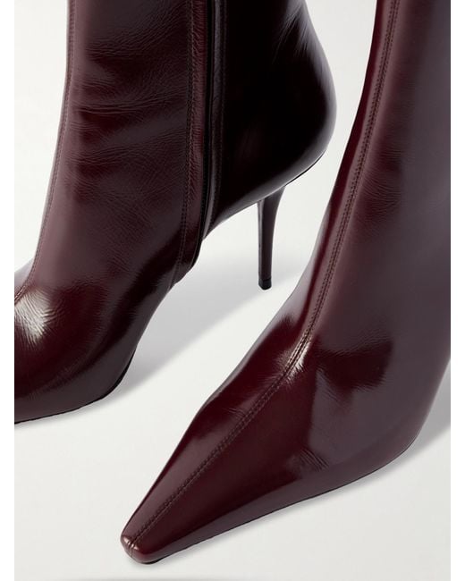 Saint Laurent Brown Ashley Polished-Leather Ankle Boots
