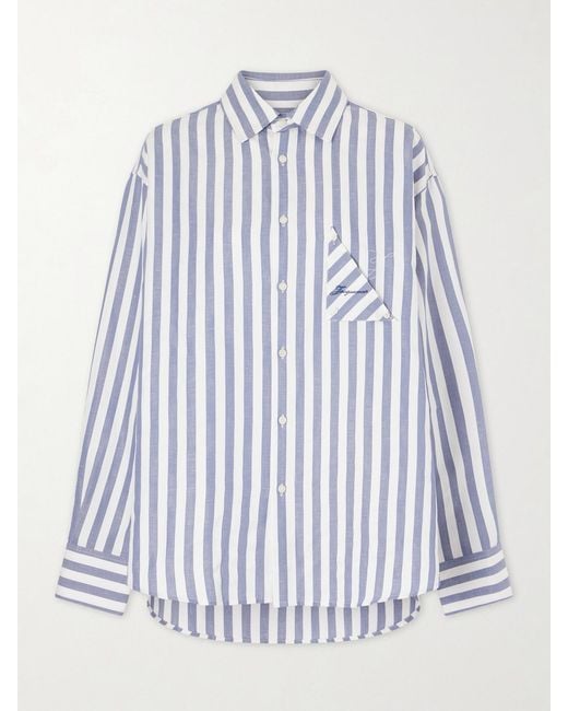 Jacquemus Blue La Chemise Voilier Striped Cotton-Poplin Shirt