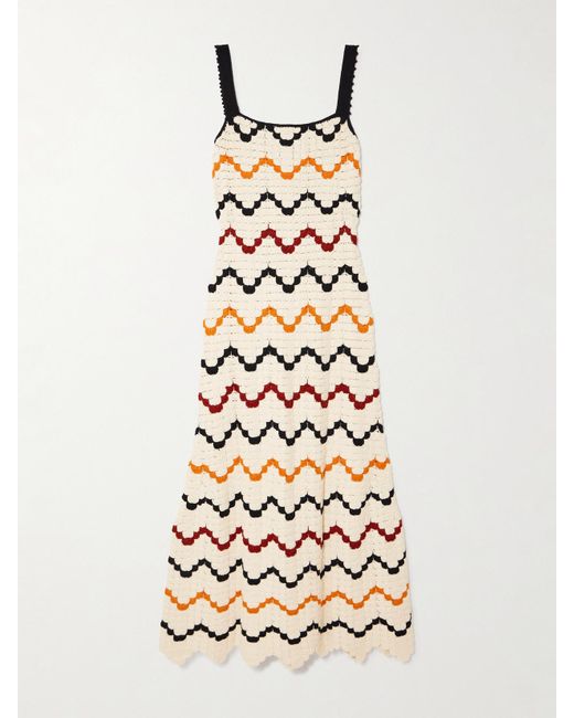 Escvdo White Marea Crocheted Cotton Maxi Dress