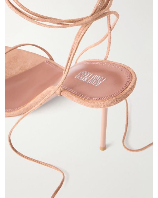 Paris Texas Natural Lidia 105 Embellished Lace-Up Suede Sandals