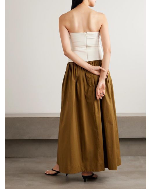 Esse Studios Natural Duo Strapless Stretch-Knit And Cotton-Poplin Maxi Dress