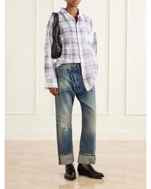 R13 Blue Cuffed Crossover Jean X Straight-Leg Jeans
