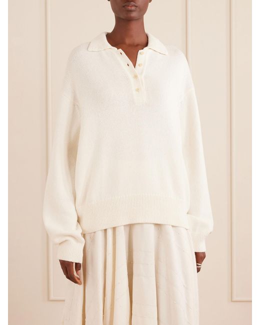 Kallmeyer White Chessy Cotton And Wool-Blend Polo Sweater