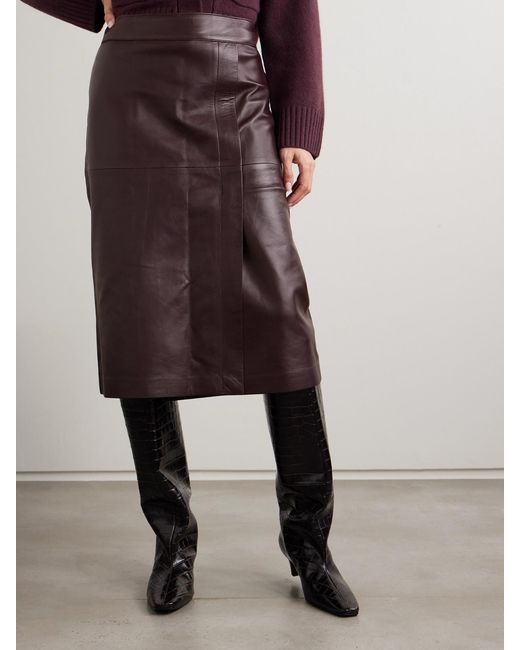 Joseph Brown Sevres Paneled Leather Skirt