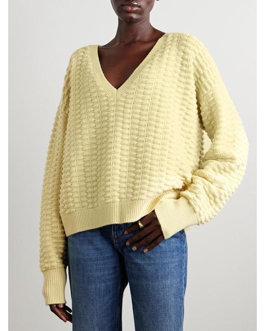 Sa Su Phi Yellow Textured Merino Wool And Cashmere-Blend Sweater