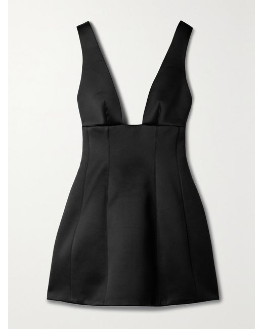 Brandon Maxwell Black Silk-satin Mini Dress