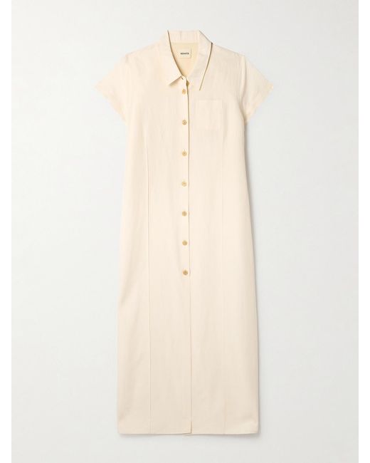 Khaite Natural Effy Silk And Cotton-Blend Organza Midi Shirt Dress