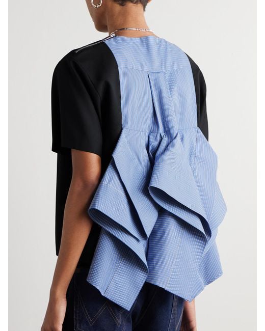 Sacai Black Oberteil Aus Jersey Und Popeline Aus Einer Baumwollmischung