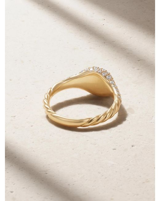 David Yurman Natural Petite Pavé 18-Karat Diamond Pinky Ring