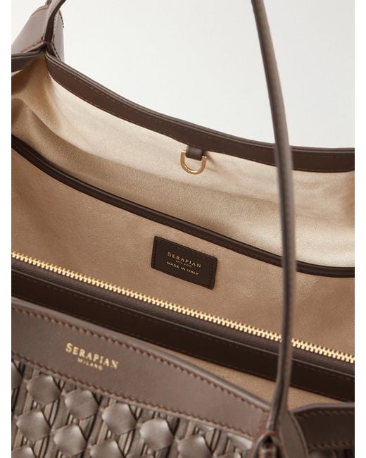 Serapian Brown Secret Mosaico Leather Tote