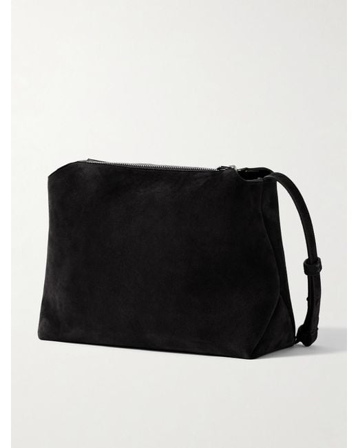 Khaite Black Lina Medium Suede Shoulder Bag