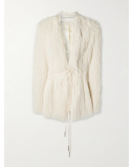 Dries Van Noten Natural Fringed Woven Coat