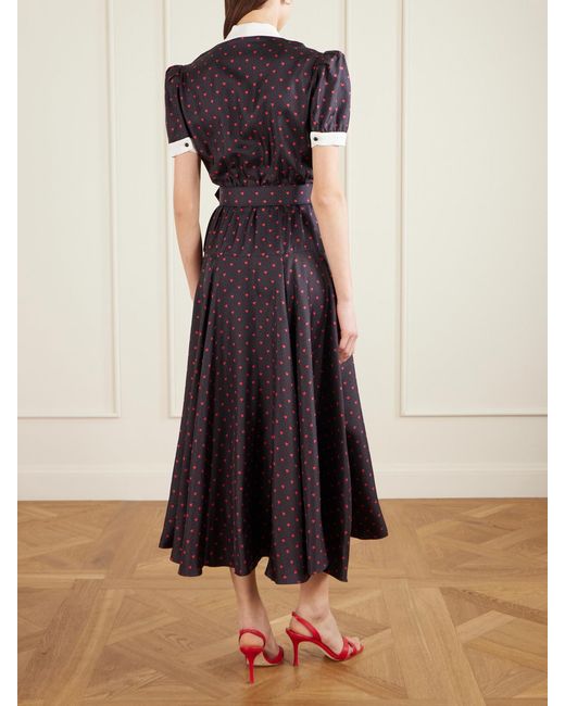 Rodarte Blue Belted Printed Silk-Twill Gown