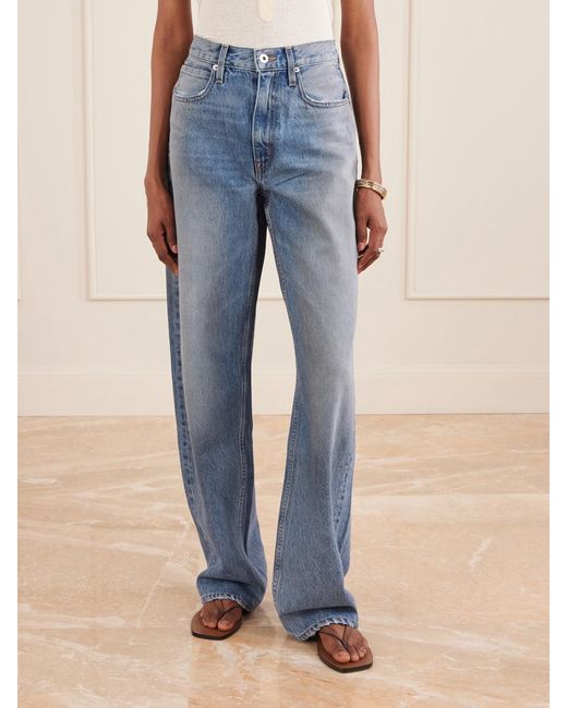 SLVRLAKE Denim Blue Cassie High-Rise Wide-Leg Jeans