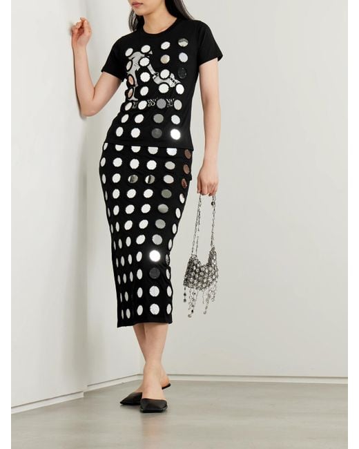 Conner Ives Black Embellished Printed Cotton-Jersey T-Shirt