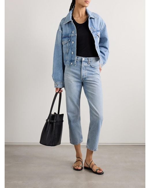 Agolde Blue '90S Crop Mid-Rise Straight-Leg Jeans