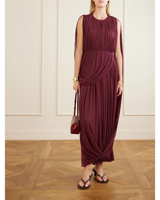 FFORME Red Kahlo Asymmetric Draped Crepe Dress