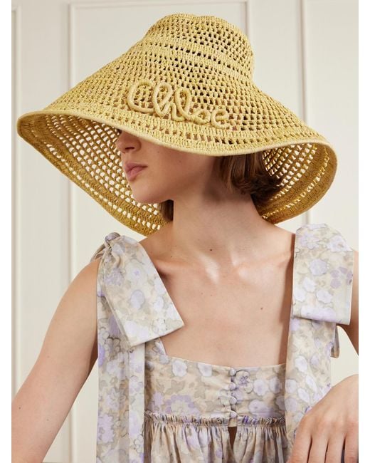 Chloé Metallic Raffia Hat