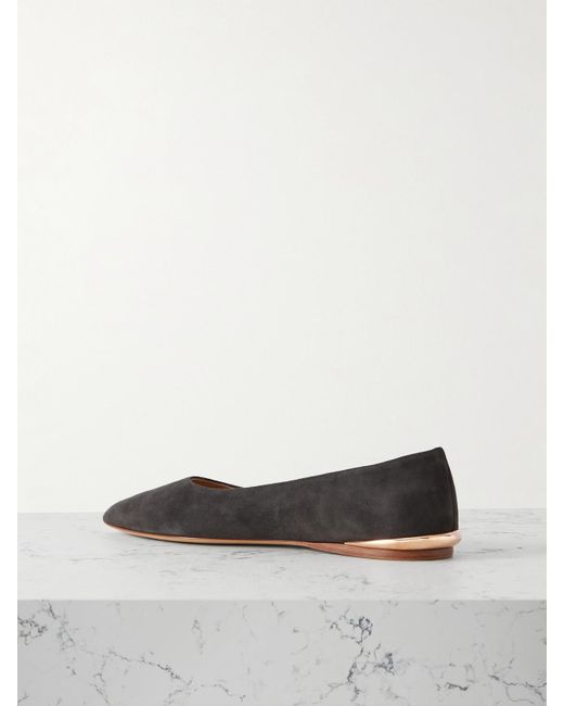 Gabriela Hearst White Fleur Suede Ballet Flats