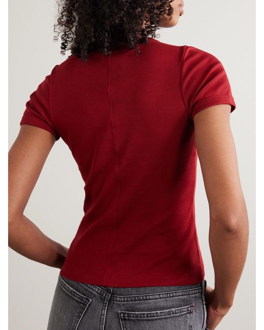 Flore Flore Red Car Ribbed Organic Cotton-Jersey T-Shirt