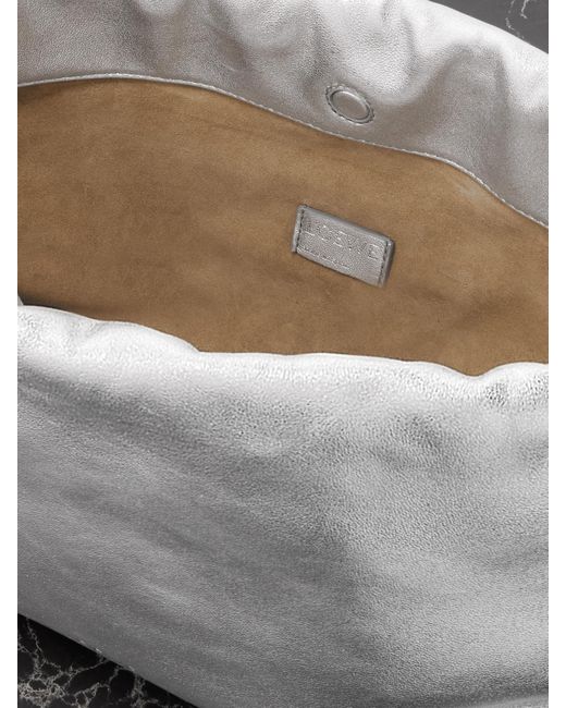 Loewe Gray Flamenco Metallic Leather Clutch