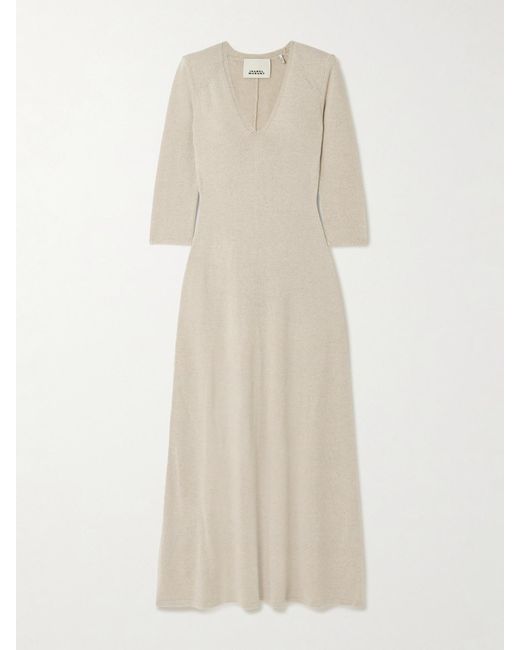 Isabel Marant Natural Salina Pointelle-Knit Wool-Blend Maxi Dress