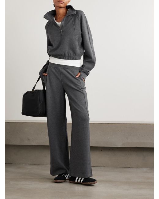 lululemon athletica Gray Verkürzter Rippstrickpullover Aus Waffelstrick Mit Reißverschluss