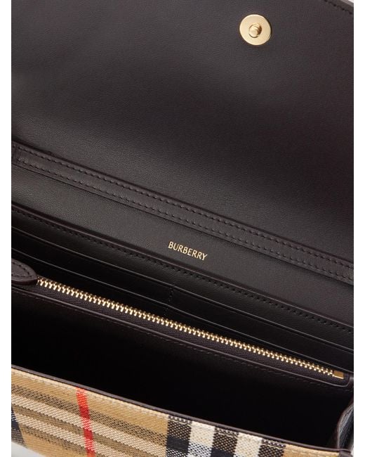 Burberry Natural Leather-Trimmed Checked Coated-Canvas Clutch