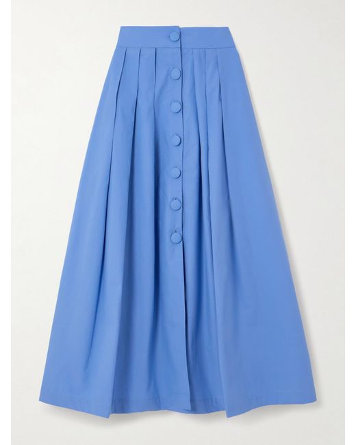 D'Estree Blue Irving Midirock Aus Baumwollpopeline Mit Falten