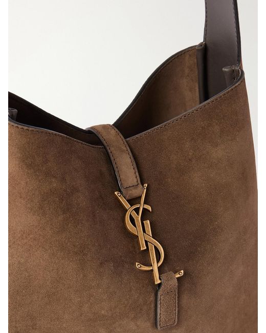 Saint Laurent White Le 5 À 7 Suede Shoulder Bag