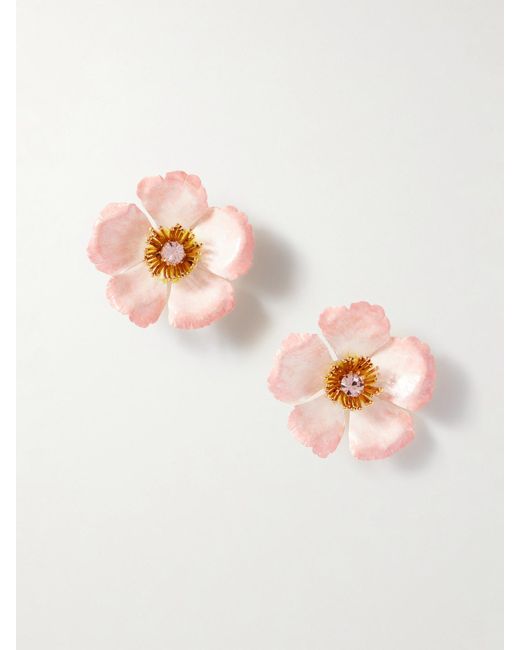 Boucles D'Oreilles En Plaqué Or Et Cristaux Debre Jennifer Behr en coloris White