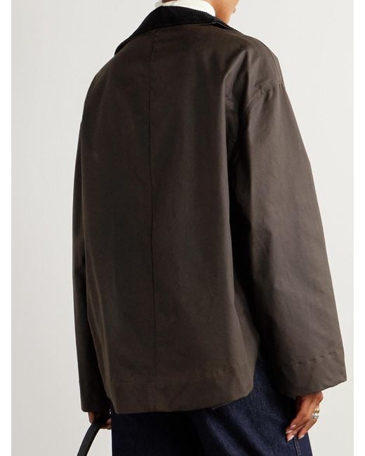 Veste En Coton Biologique Ciré À Finitions En Velours Côtelé Totême  en coloris Black