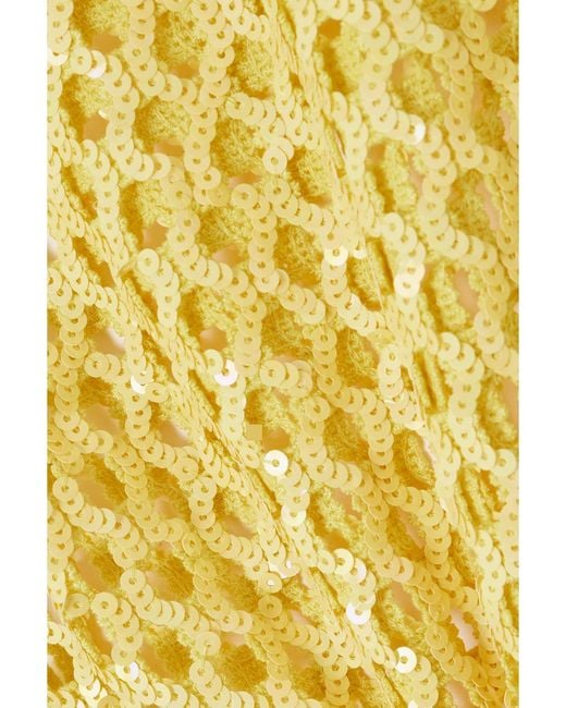 Zankov Yellow Dushka Sequined Open-Knit Top