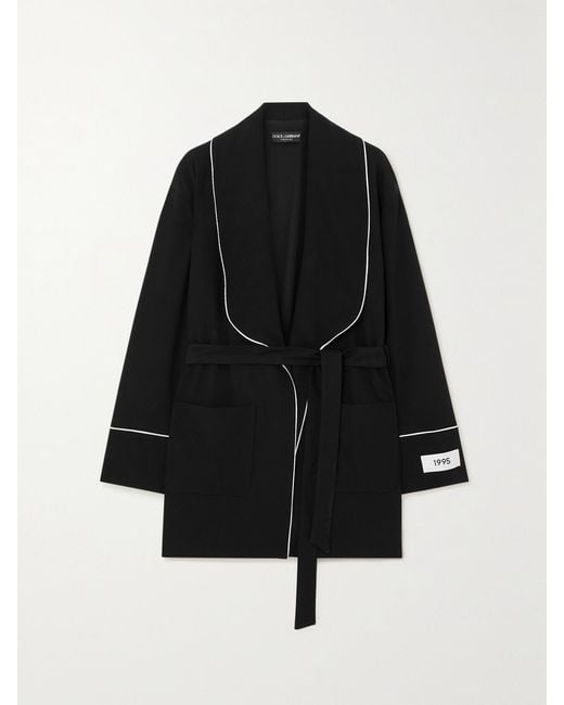Dolce & Gabbana Black Belted Stretch-Wool Jacket