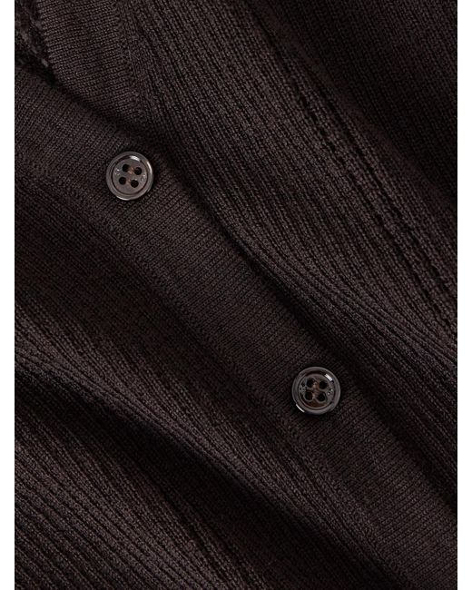 Gabriela Hearst Black Lillian Pointelle-Knit Wool Cardigan