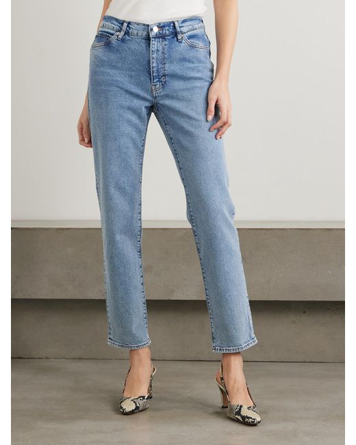 FRAME Blue The Borrowed Hoch Sitzende Jeans Mit Schmalem Bein