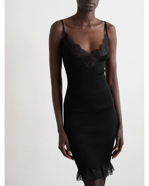 Saint Laurent Black Silk Lace Mini Dress